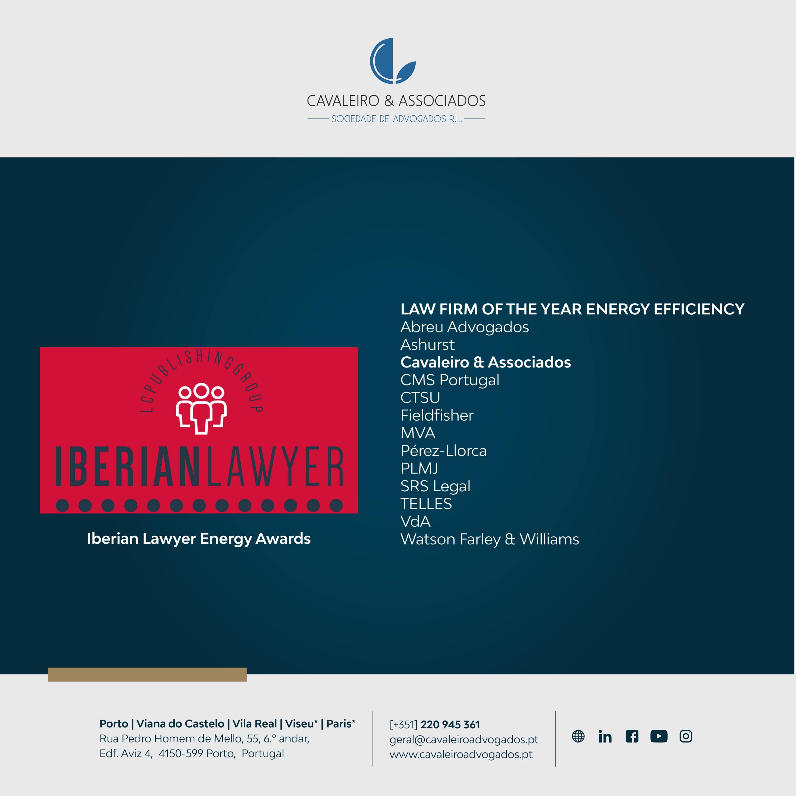 Iberian Lawyer Energy Awards 2023 | LAW FIRM OF THE YEAR ENERGY EFFICIENCY