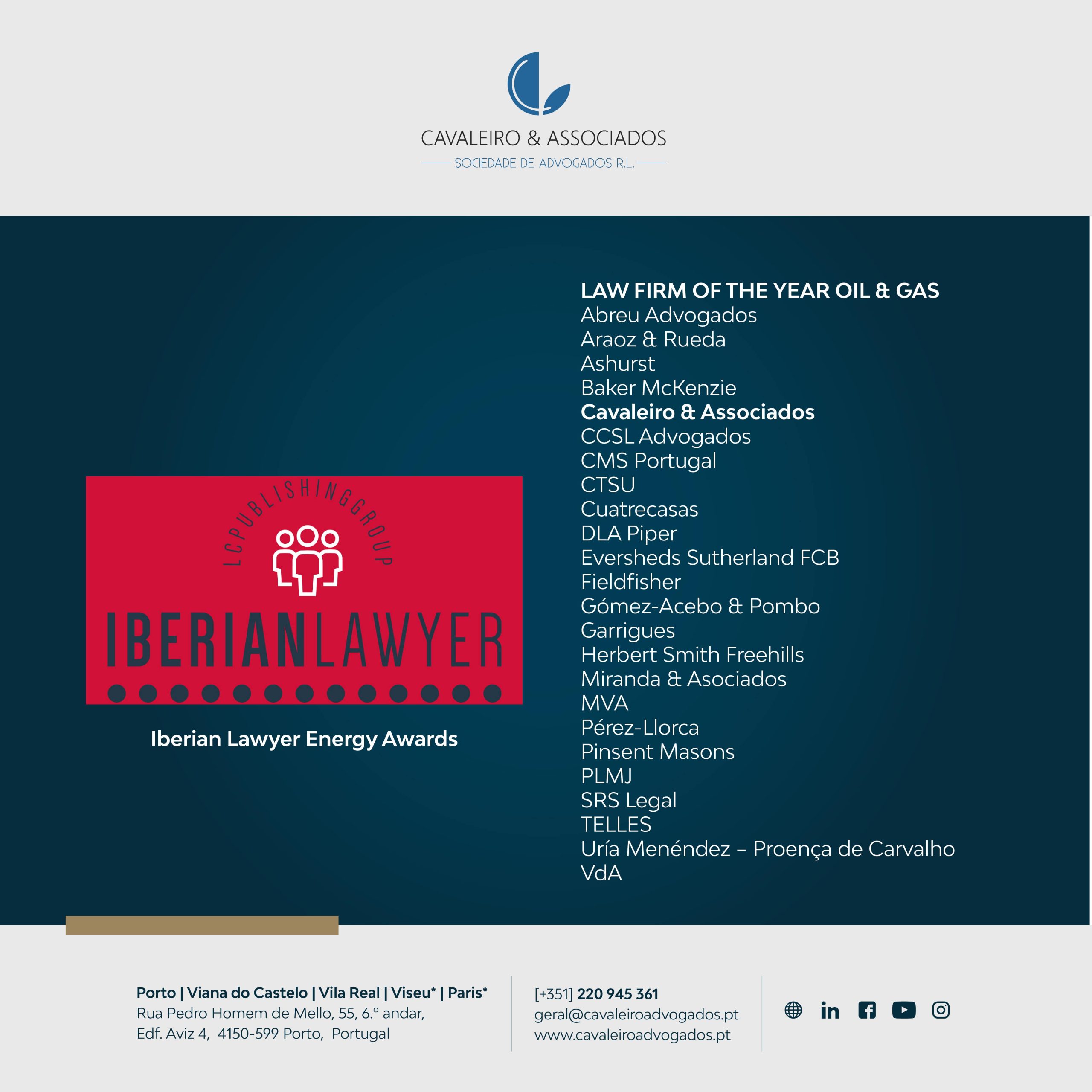 Iberian Lawyer Energy Awards 2023 | LAW FIRM OF THE YEAR OIL & GAS