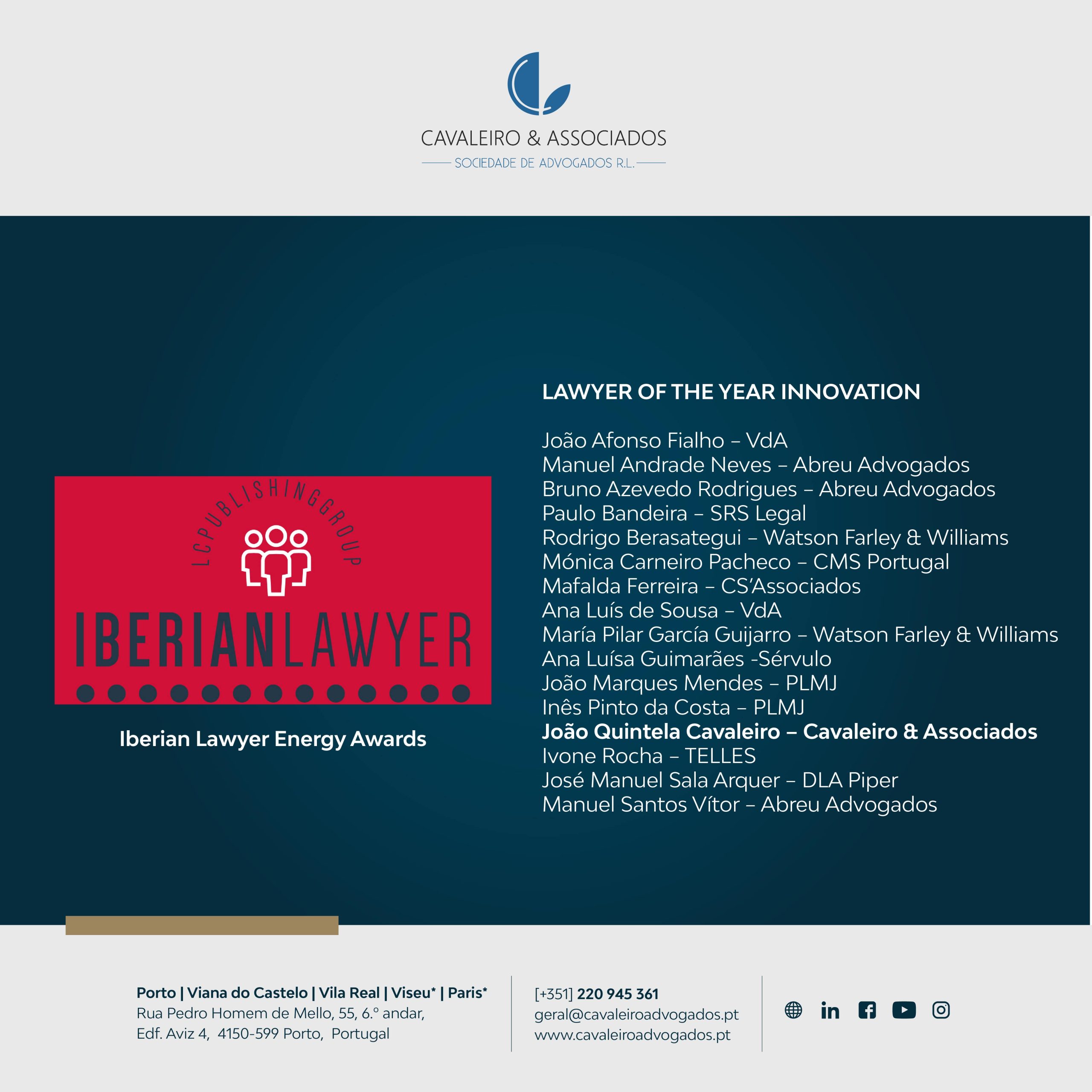 Iberian Lawyer Energy Awards 2023 | LAWYER OF THE YEAR INNOVATION