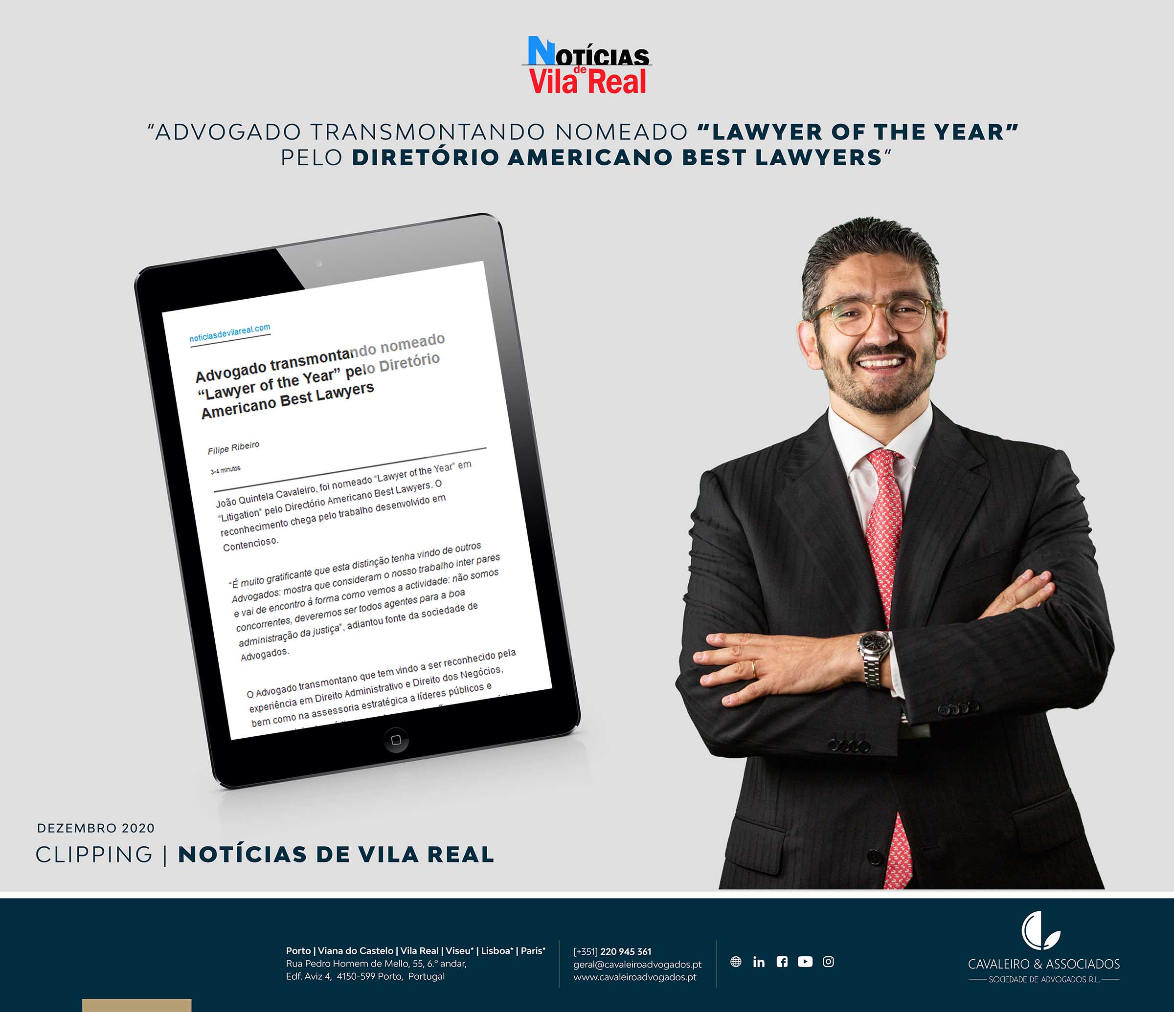 Advogado transmontando nomeado “Lawyer of the Year” pelo Diretório Americano Best Lawyers