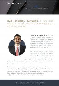 João Quintela Cavaleiro é um dos árbitros do novo Centro de Arbitragem e Mediação do IGAP