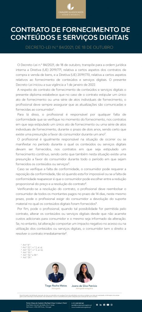 CONTRATO DE FORNECIMENTO DE CONTEÚDOS E SERVIÇOS DIGITAIS