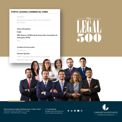 Cavaleiro & Associados nas ‘Leading Comercial Firms’ da Legal 500