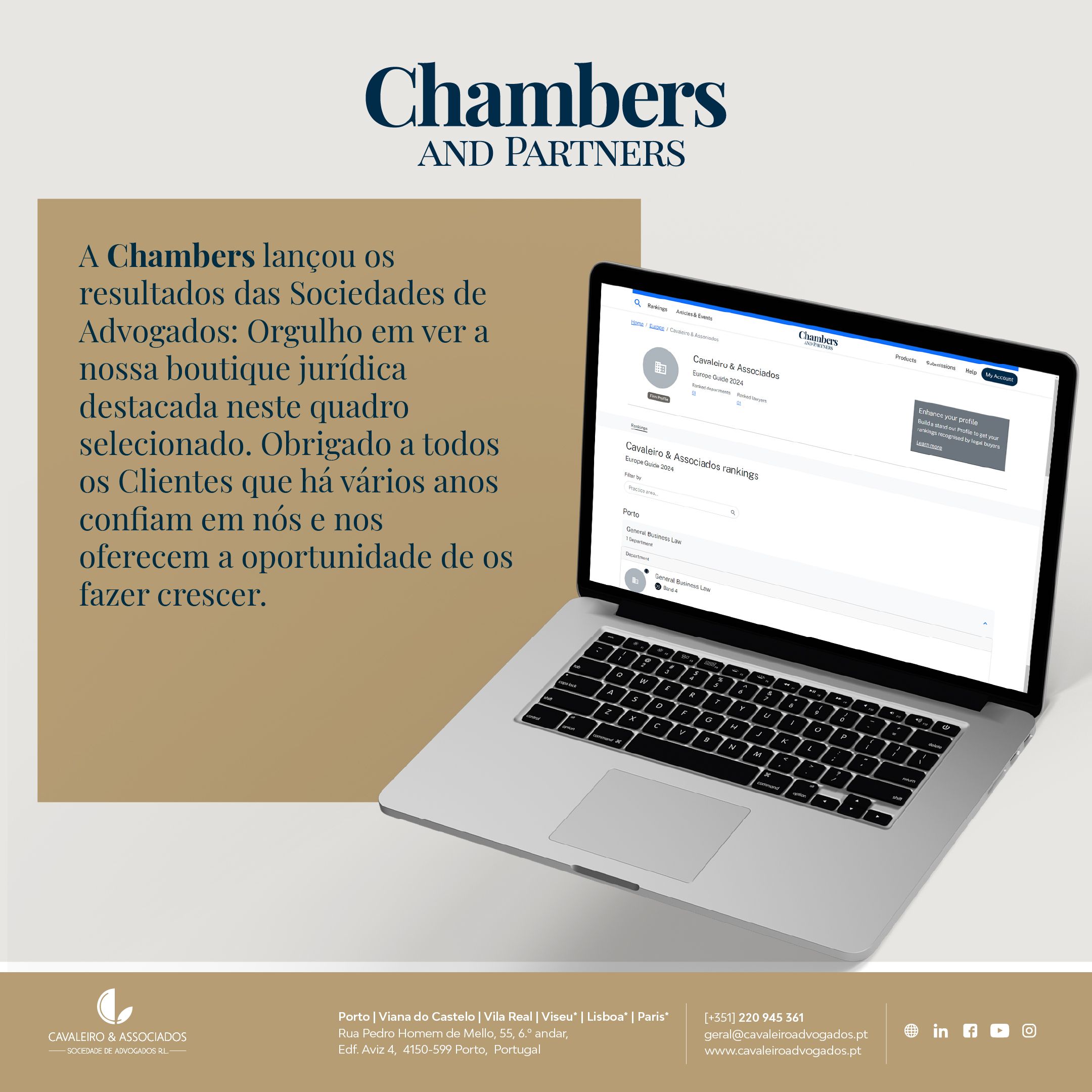 Cavaleiro & Associados no ranking da Chambers and Partners