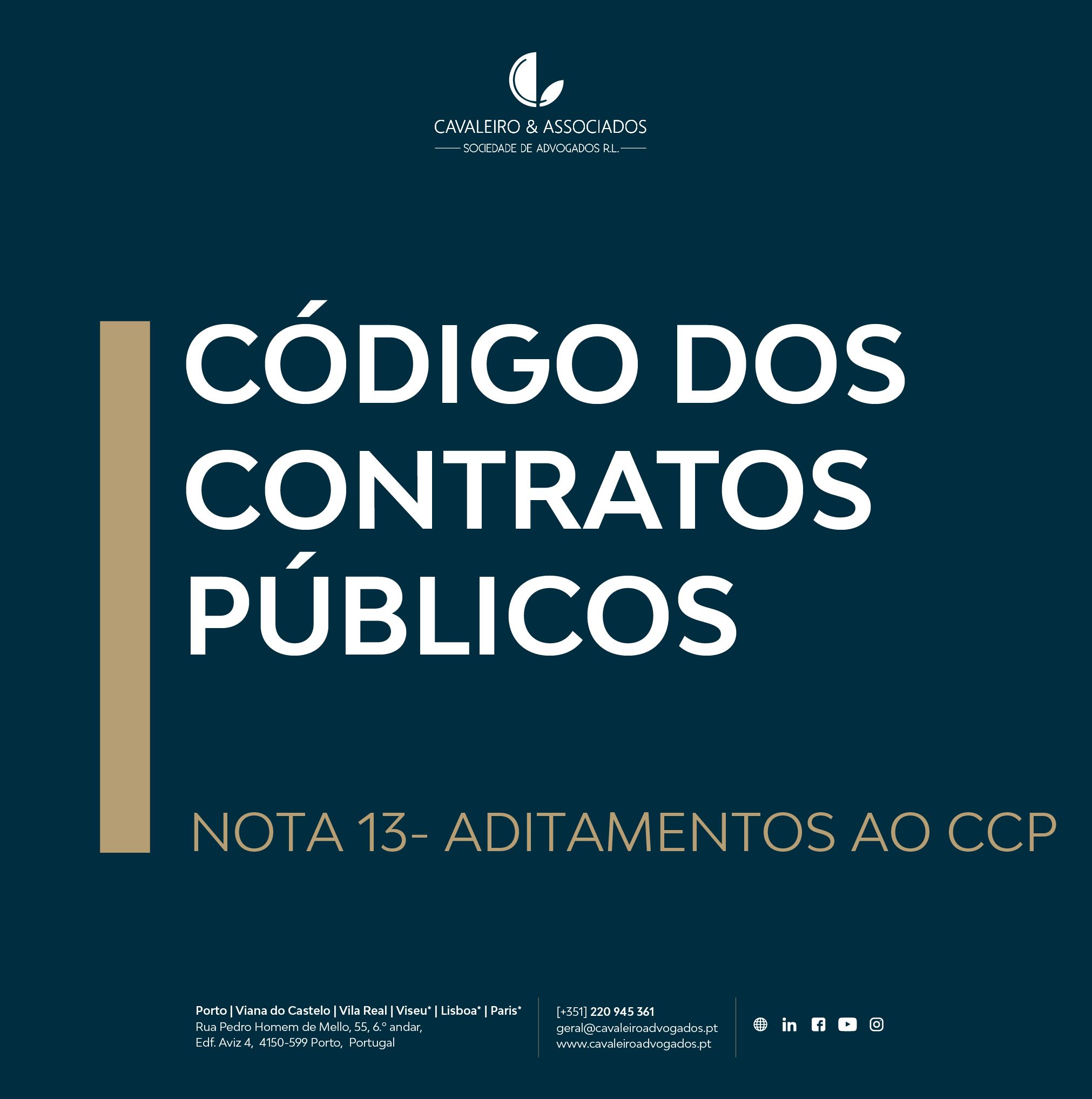 CÓDIGO DOS CONTRATOS PÚBLICOS | NOTA 13 – ADITAMENTOS AO CCP